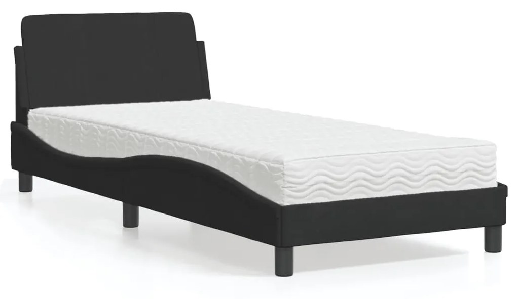 Letto con materasso nero 90x200 cm in velluto