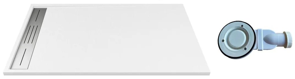 Piatto per doccia da posare o da incasso con sifone 120 x 80 cm in Resina Bianco - LYROSA
