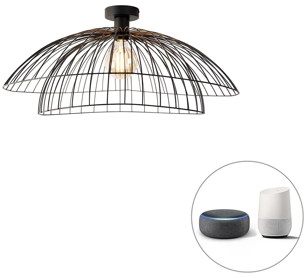 Lampada da soffitto intelligente nera 60 cm incl. Wifi G95 - Pua