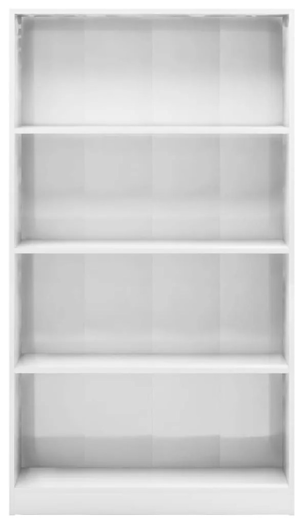 Libreria a 4 ripiani bianco lucido 80x24x142 cm in truciolato