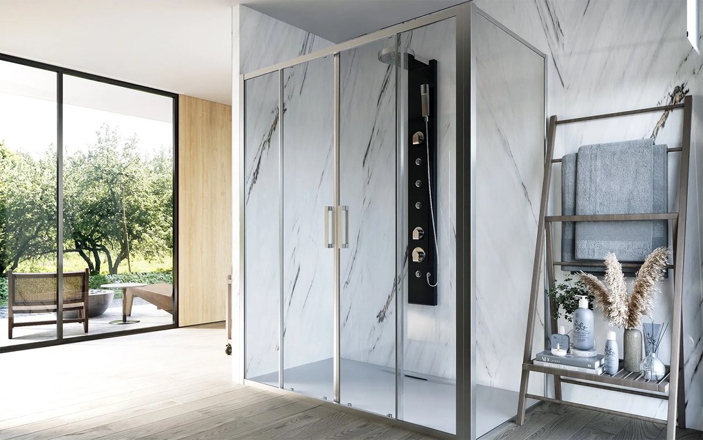 Box doccia 70x180 doppio scorrevole reversibile vetro temperato trasparente H 195 profilo cromo Marsiglia
