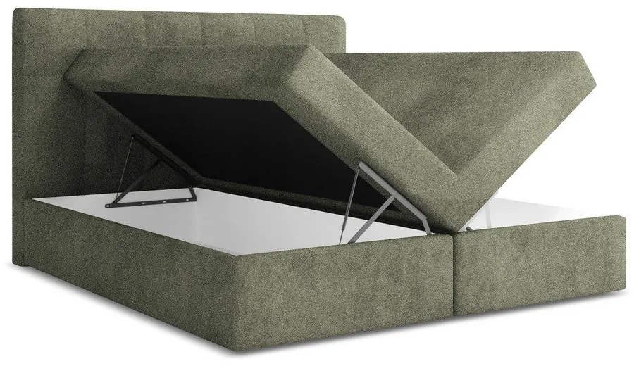 Letto boxspring verde con contenitore 160x200 cm Palta – Makamii