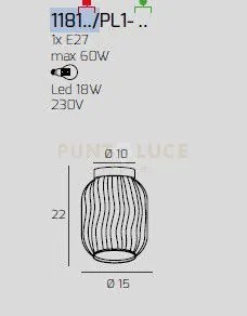 Plafoniera ottone satinato 1 luce vetro verde 1181os-pl1-ve