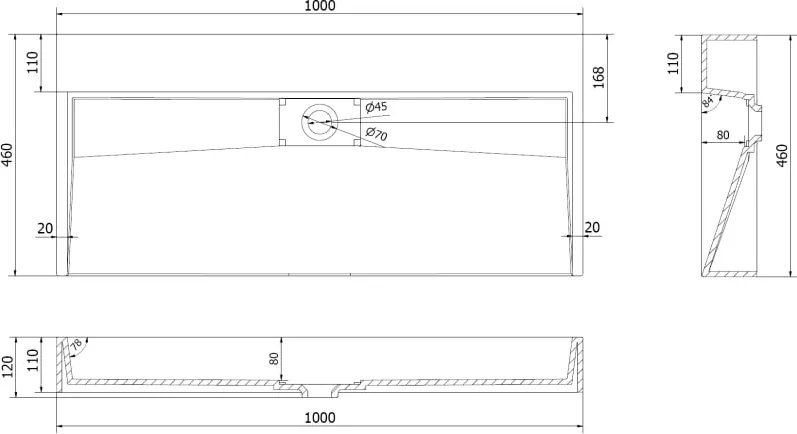 Mexen Ava lavabo da appoggio in conglomerato B/O 100 x 46 cm, bianco - 23011000