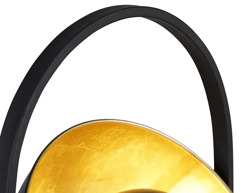 Lampada da terra industriale nera con oro 3 luci - Magnax