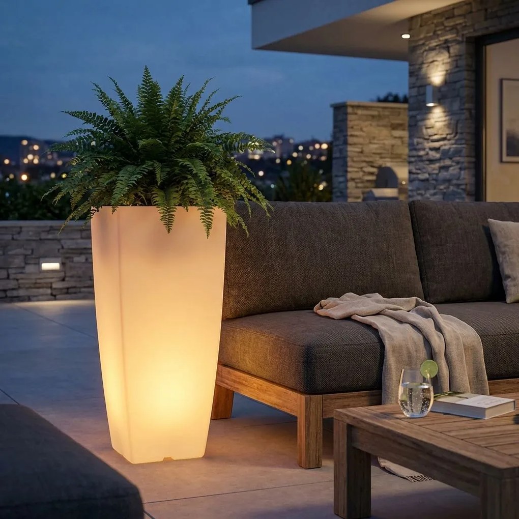 SILENTE - vaso luminoso rgb con pannello solare