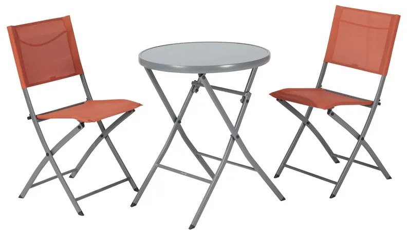 Set tavolo e sedie Emys NATERIAL in acciaio arancione per 2 persone