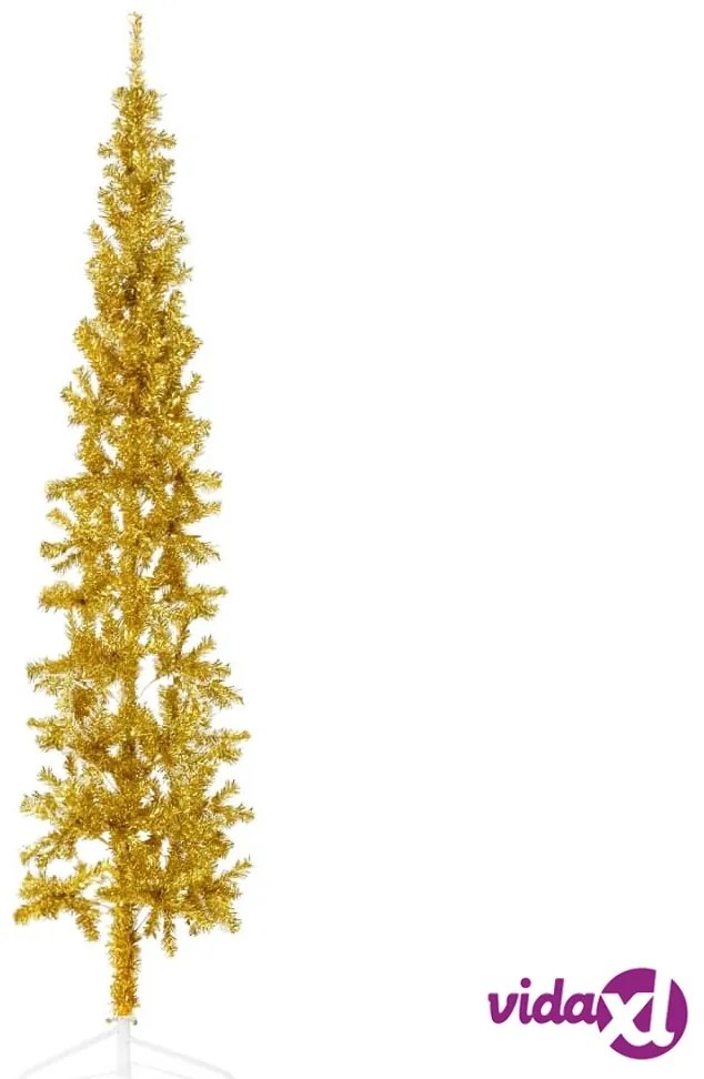vidaXL Albero Natale Artificiale Sottile a Metà con Supporto Oro 240cm