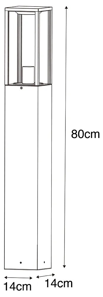 Lampada da terra smart per esterni nera con vetro scanalato 80 cm incl. WiFi A60 - Charlois