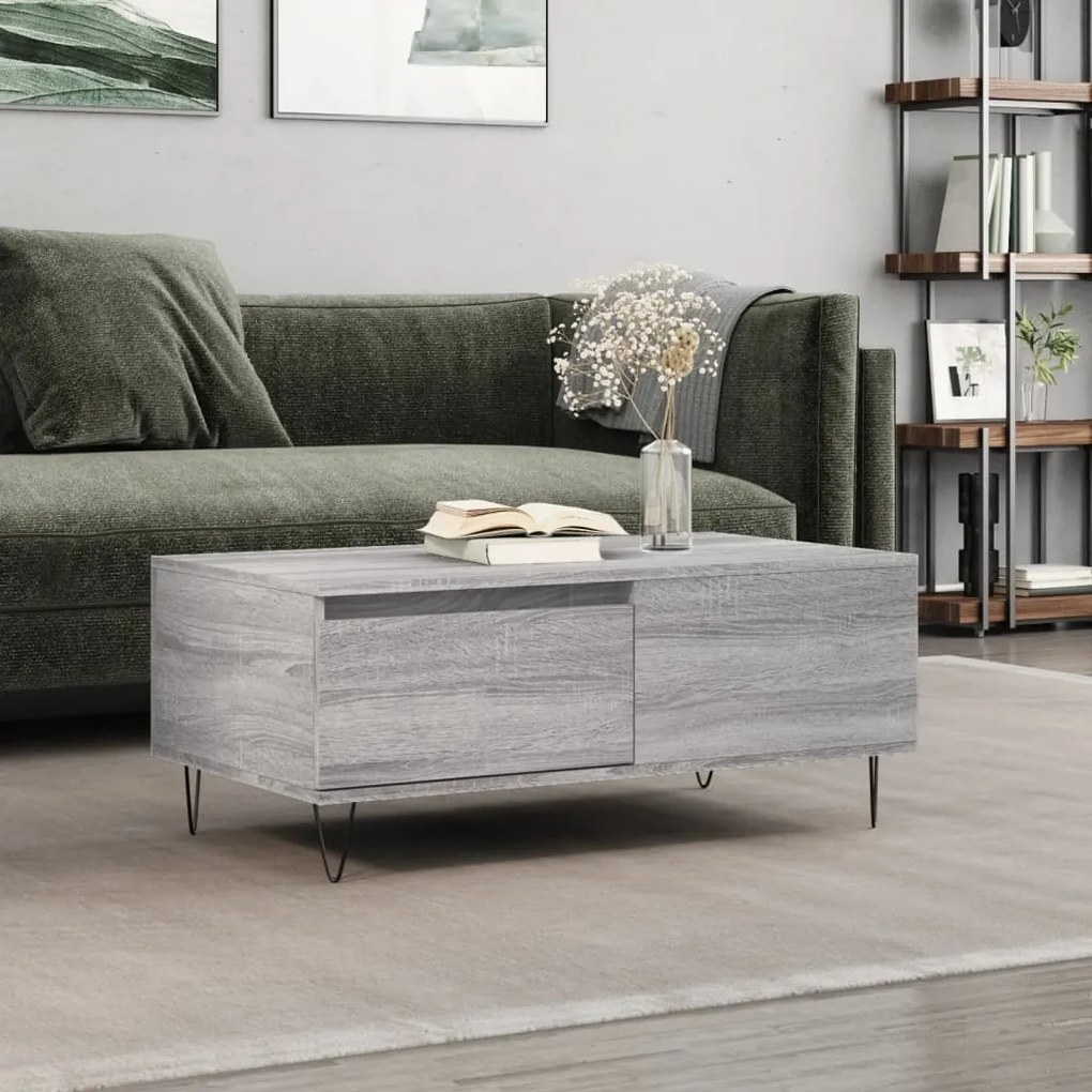 Tavolino Salotto Grigio Sonoma 90x50x36,5 Cm Legno Multistrato /