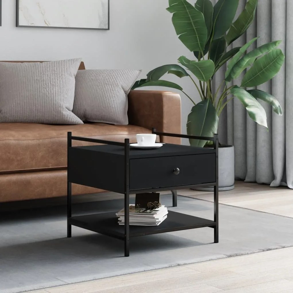 Tavolino Da Salotto Nero 50x50x50 Cm İn Legno Multistrato /