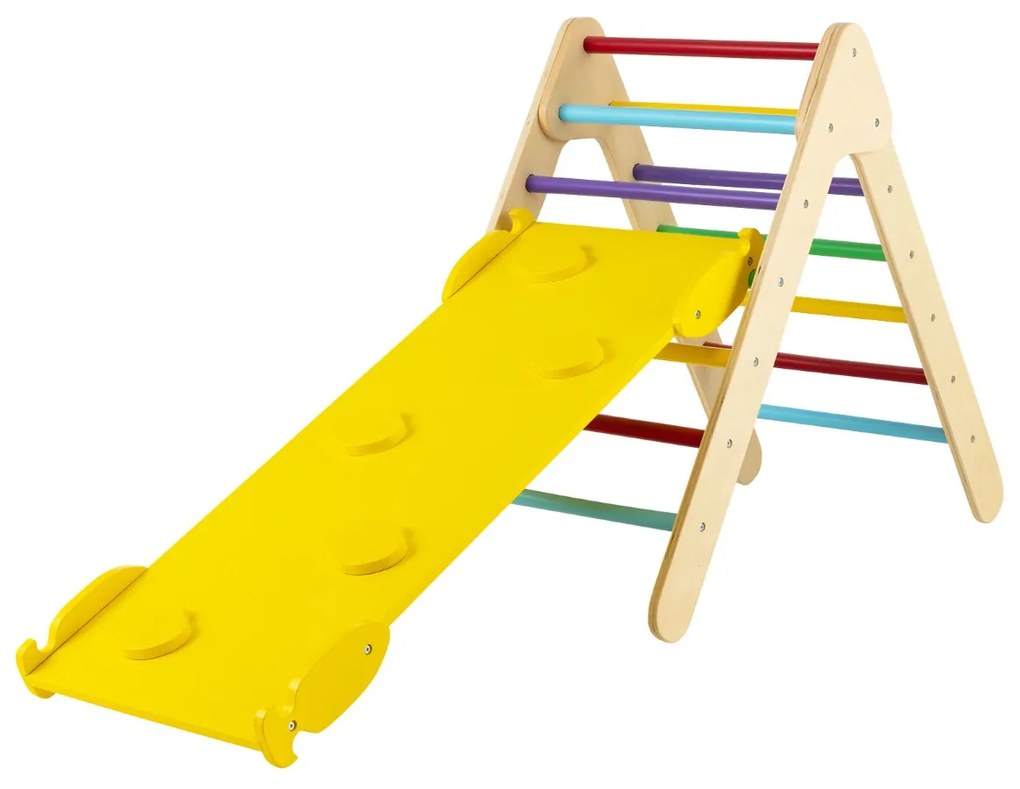 Costway Arrampicata giocattolo a triangolo per bambini 3-in-1, Arrampicatore con rampa di scivolo a 2 lati 3 Colori