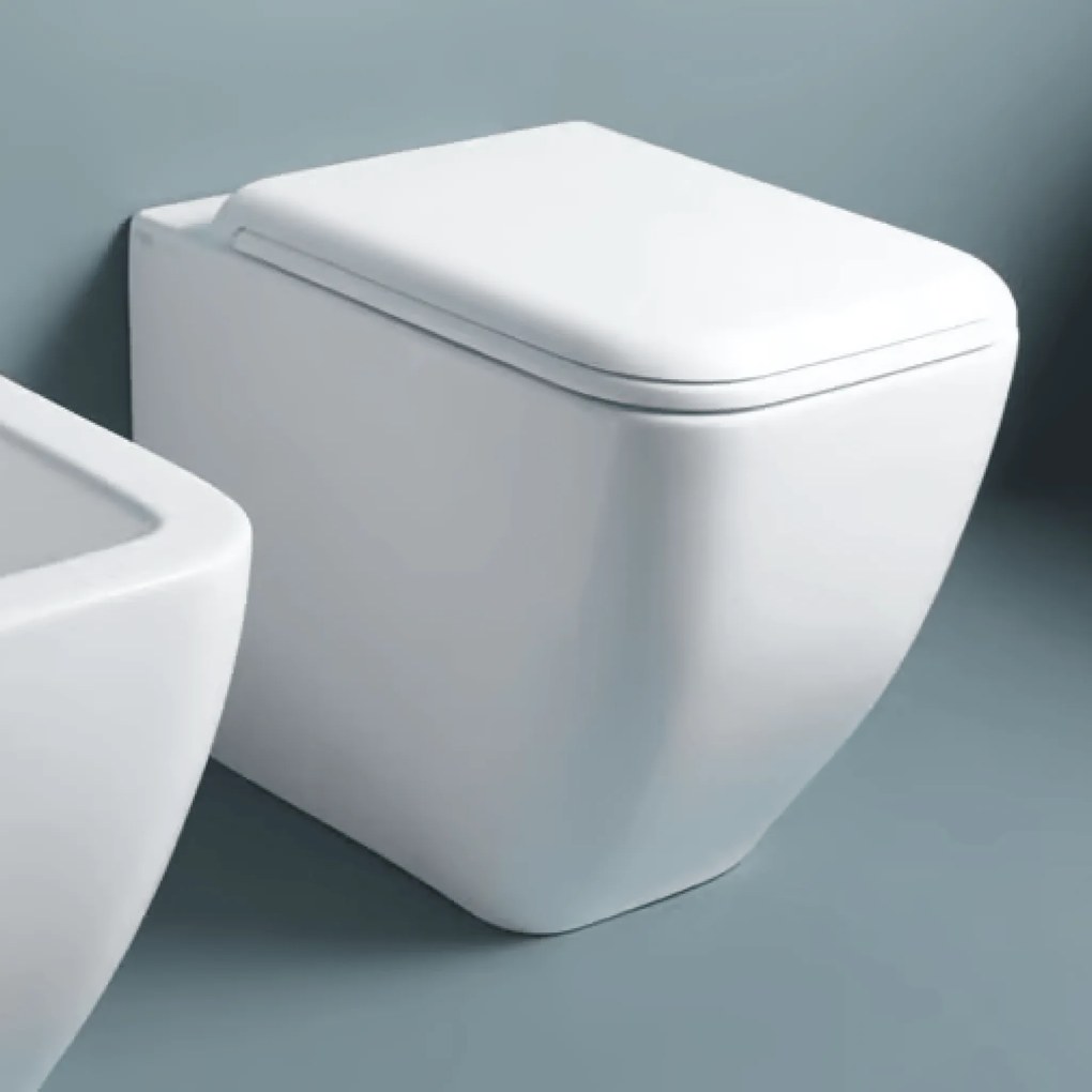 Wc a Terra Senza Brida Ceramica Cielo "Shui Comfort" Bianco Lucido