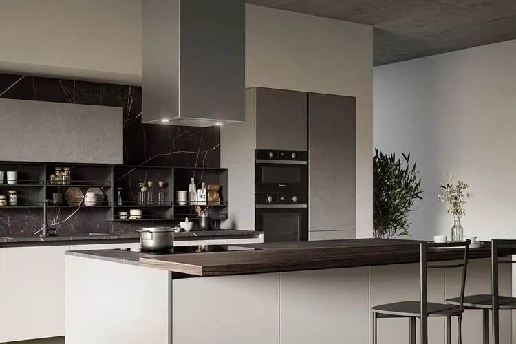 Cucina Moderna con isola Loft Open personalizzabile