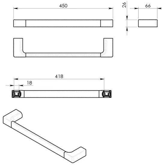 Gedy - Appendiabiti da parete PIRENEI 6,6x45 cm cromo lucido