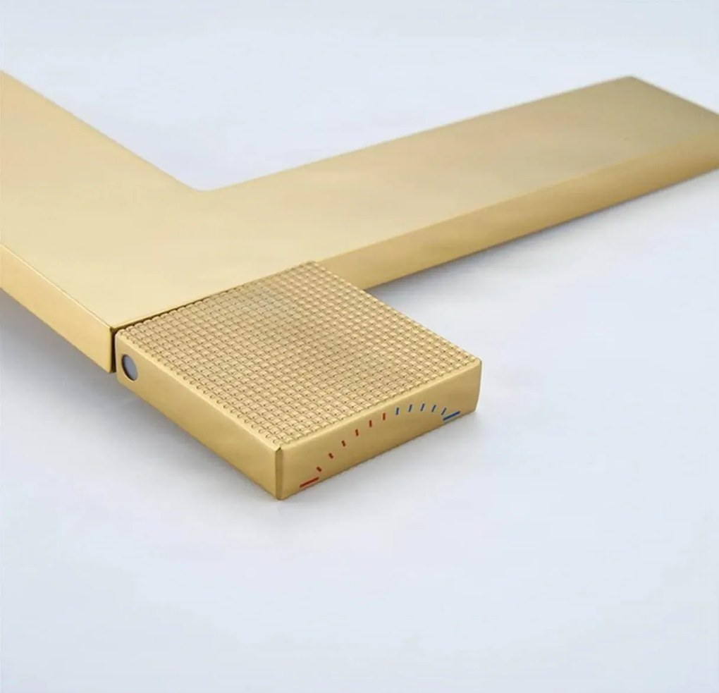 Rubinetto da bagno ELITE EDITION BS1420 in ottone con getto a cascata, disponibile in più finiture — Oro spazzolato