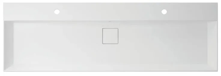 Lavabo a incasso rettangolare vasca centrale Neo L 150 x H 14.7 x P 49 cm in resina bianco lucido