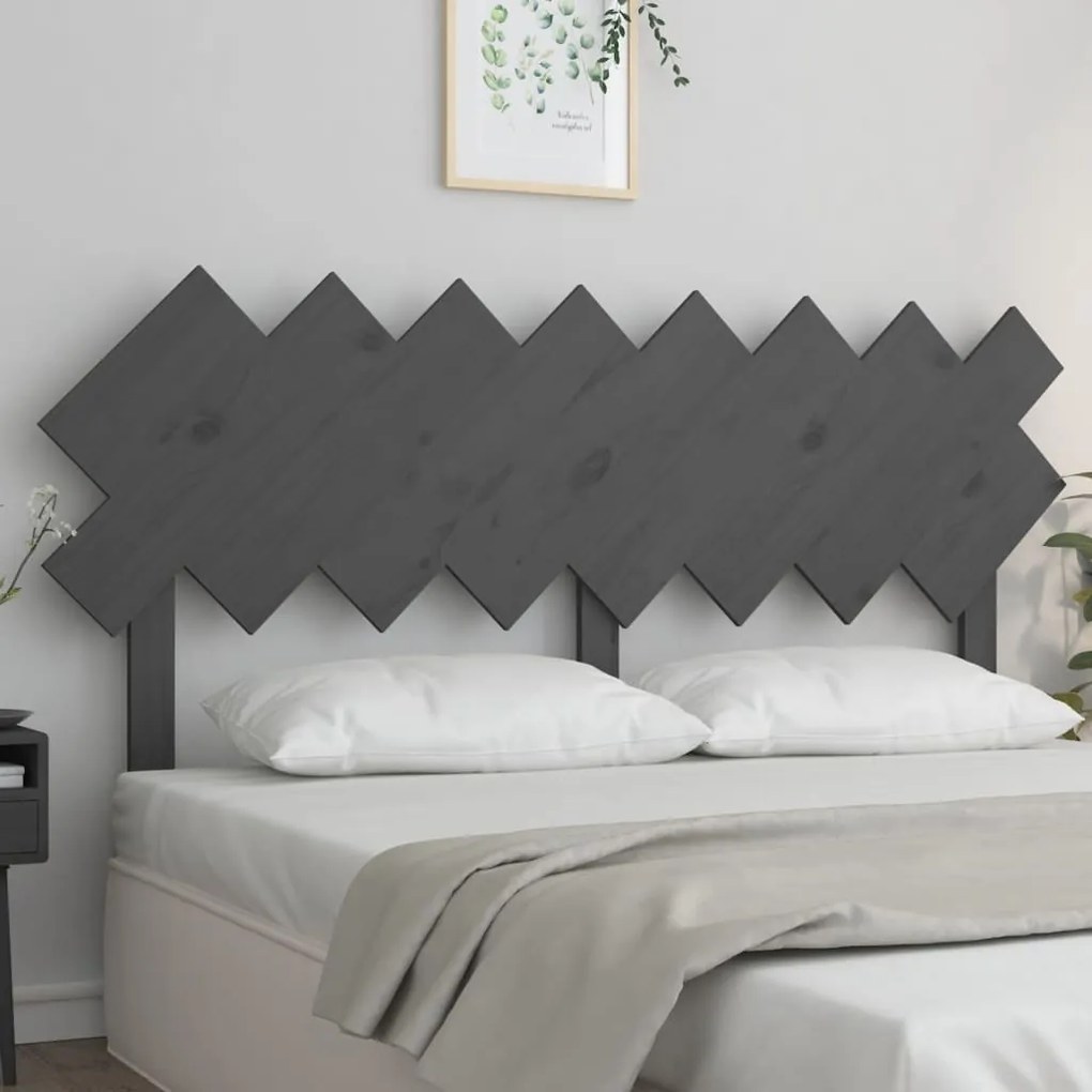 Testiera Per Letto Grigia 159,5x3x80,5cm Legno Massello Di Pino /