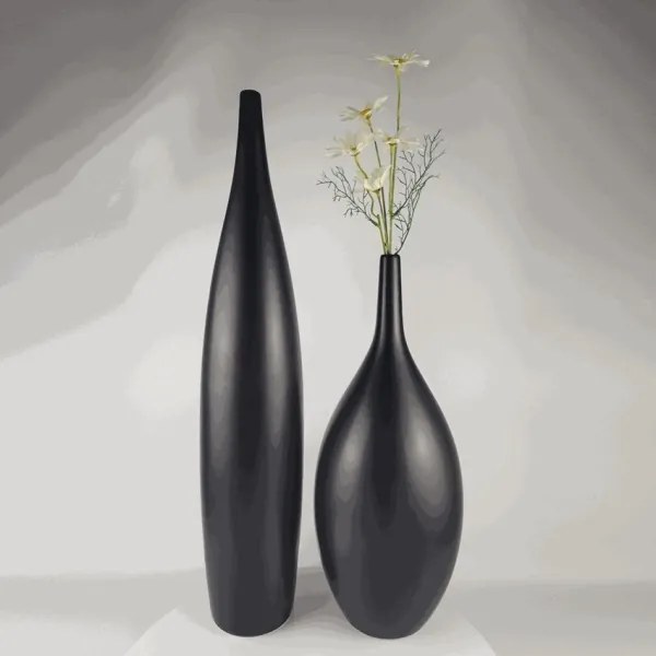 Vaso in ceramica 70 cm, nero opaco