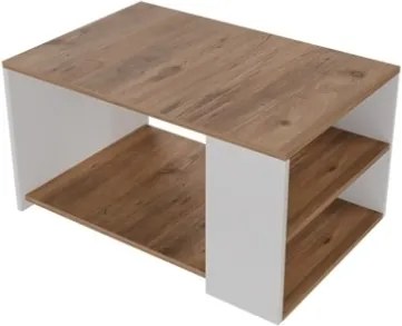 Tavolino Da Salotto Design Moderno 60x90x48 Con Vani Laterali Zeno Rovere E Bianco