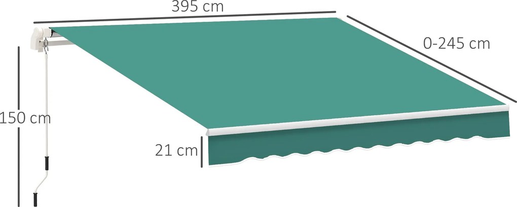 Tenda da Sole Avvolgibile a Parete 4x2.5m in Poliestere Verde Scuro...