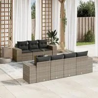 Set Divano da Giardino 8 pz con Cuscini Grigio in Polyrattan 3222329