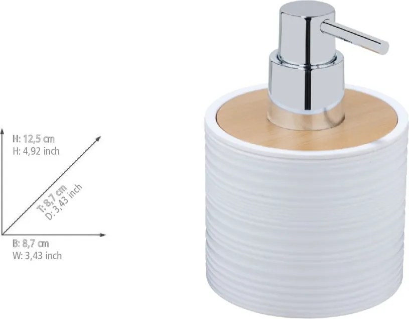 Dispenser per sapone bianco opaco in plastica 350 ml Lyon – Allstar