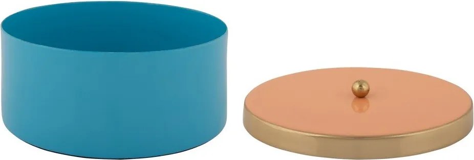 Scatola decorativa blu in metallo ø 16x6 cm Double Funky – PT LIVING