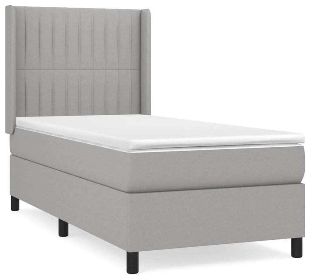 Giroletto a molle con materasso grigio chiaro 80x200 cm tessuto