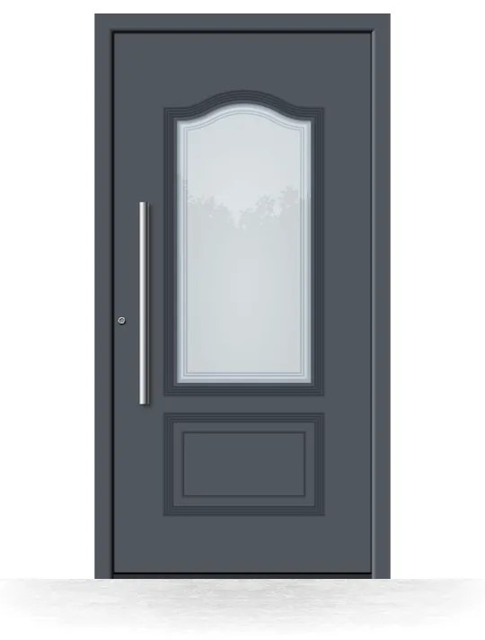 Portoncini in alluminio, grigio antracite RAL 7016, 1050 x 1950 mm, isolamento termico, Schüco, modello Perugia, configura individualmente