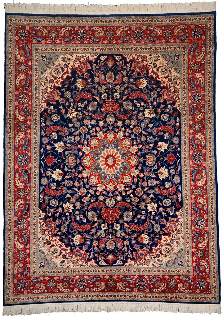 Isfahan Tappeto 370 x 270 Rosa (Cina) Annodato A Mano