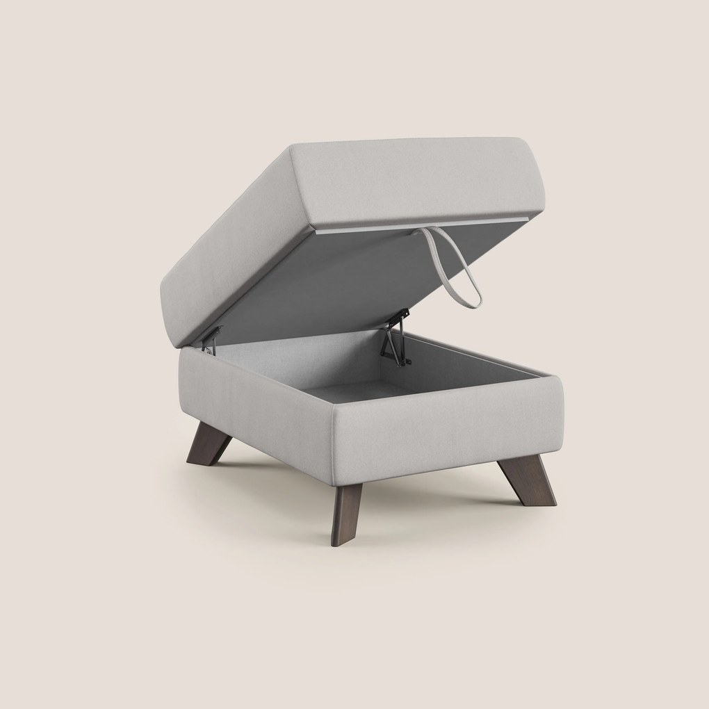 Moon Pouf contenitore e piedini alti in microfibra impermeabile T11 grigio chiaro