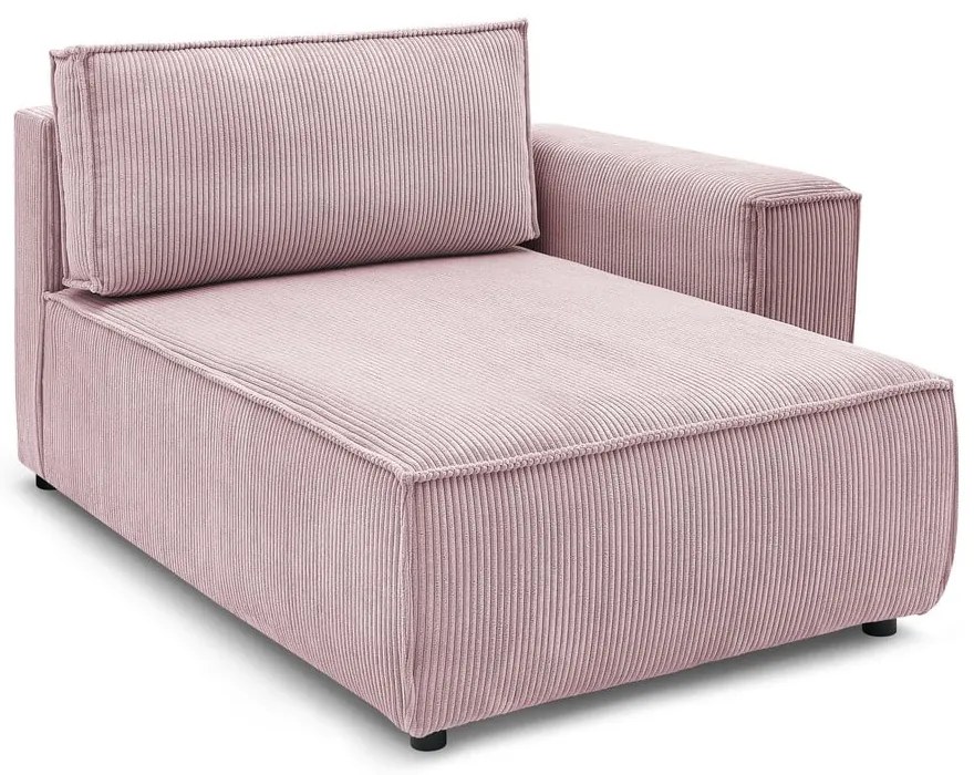 Modulo divano in velluto a coste rosa chiaro, angolo destro Nihad modular - Bobochic Paris