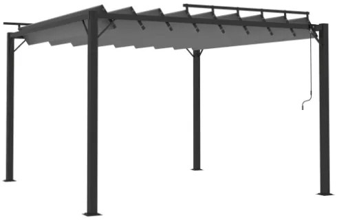 Gazebo con Tetto a Lamelle 3x3 m in Tessuto Antracite/Alluminio