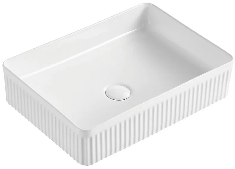 Kamalu - lavabo da appoggio rettangolare 50 cm scanalato | kls-5000r