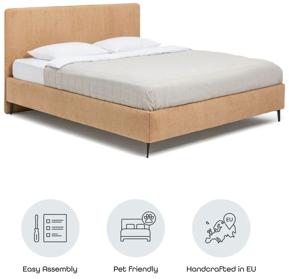 Letto matrimoniale imbottito color senape con rete inclusa 180x200 cm Noira Slim – Bonami Selection