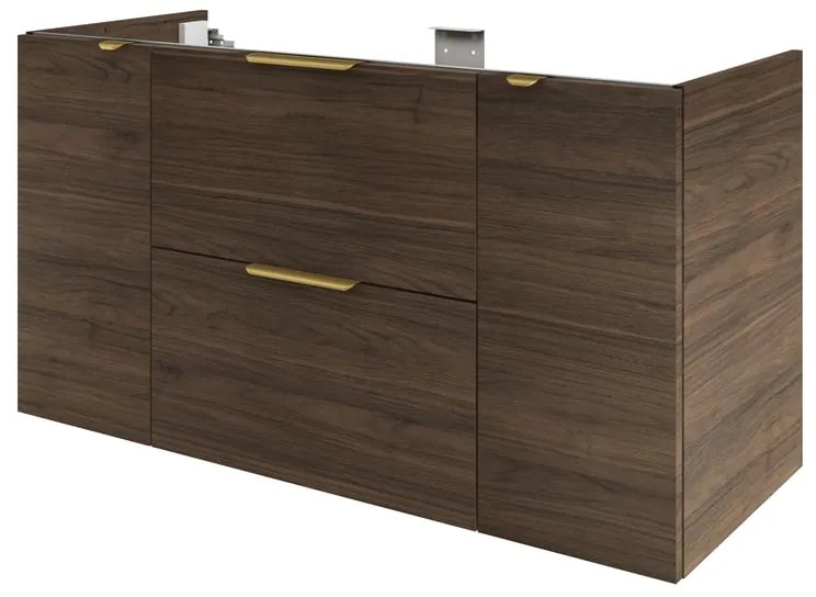 Mobile da bagno sospeso sotto lavabo L 120 x H 64 x P 48 cm noce lucido, 2 cassetti, 2 ante SENSEA Neo Frame