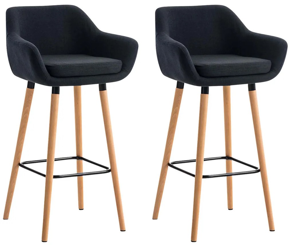 Set Di 2 Barstool Grant Con Rivestimento İn Tessuto / Schwarz