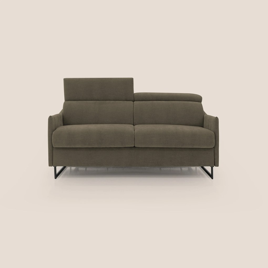 Loto divano letto salvaspazio materasso H18 cm con piedi alti in morbido tessuto impermeabile T14 marrone