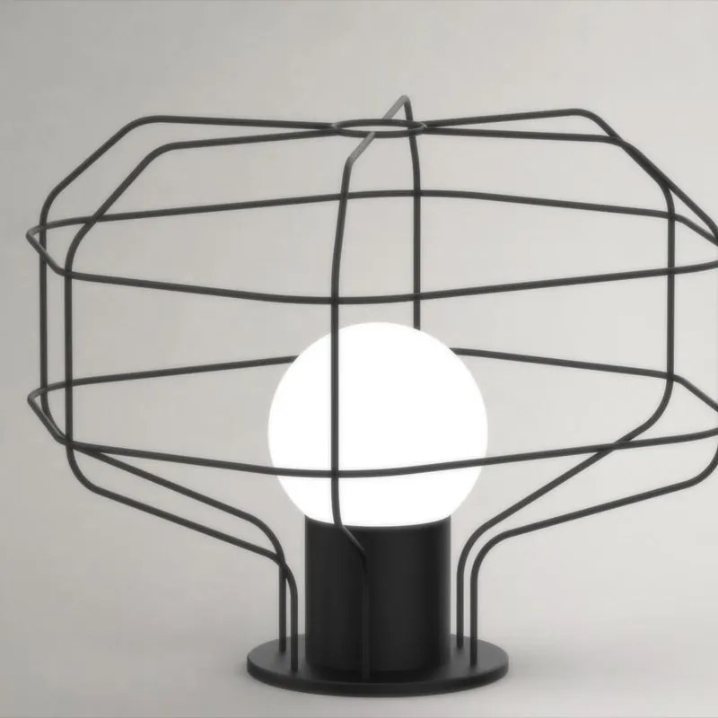 Lampada da tavolo Wire nero vetro bianco E27 MILOOX