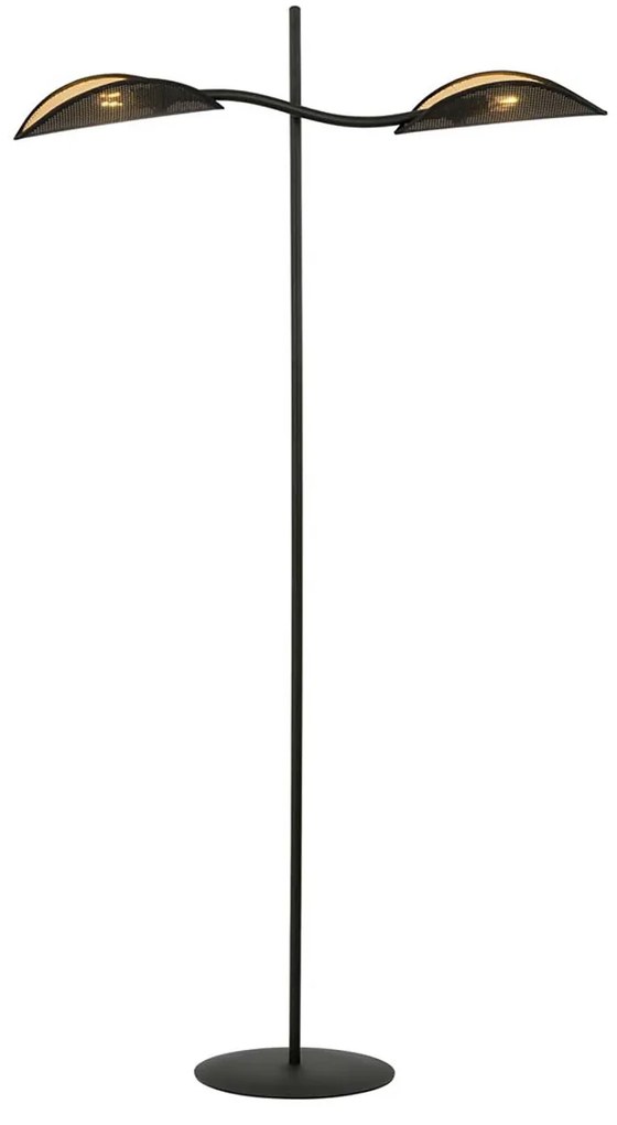 Piantana Contemporaneo Ares Acciaio Nero Oro 2 Luci E14 Ip20