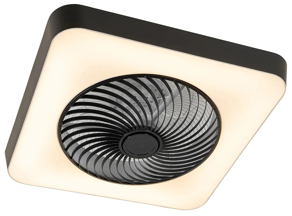 Ventilatore da soffitto intelligente quadrato nero con LED dimmerabile - Climo