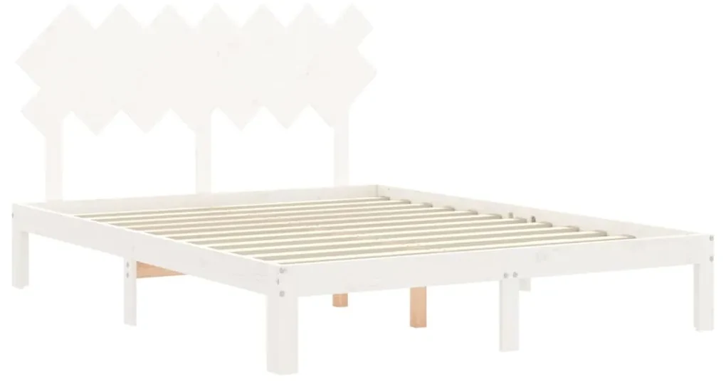 Giroletto con testiera bianco 140x190 cm in legno massello
