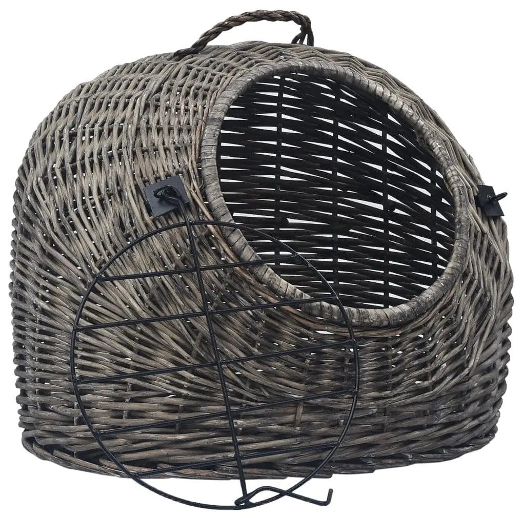 Trasportino per gatti grigio 50x42x40 cm in salice naturale
