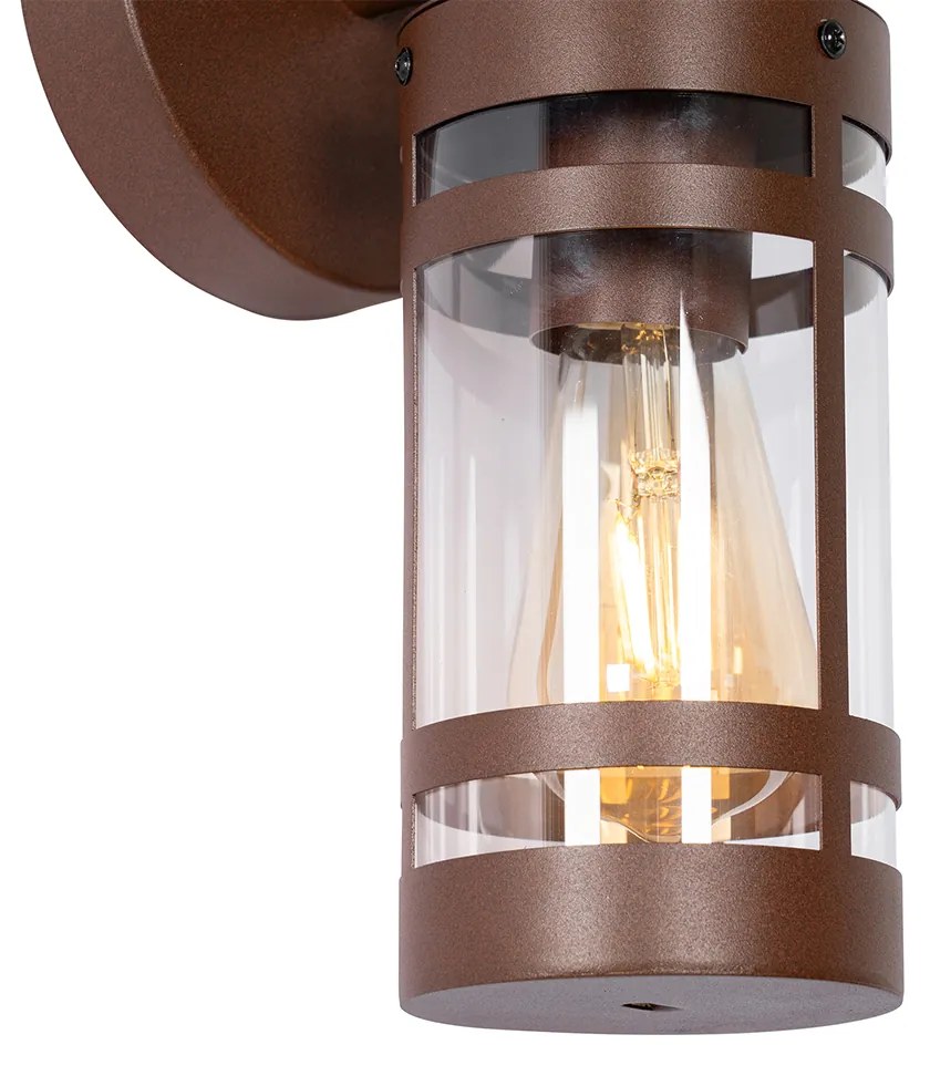 Lampada da parete per esterni marrone ruggine IP44 con sensore crepuscolare - Ruben
