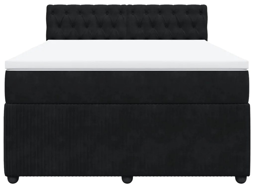 Giroletto a molle con materasso nero 140x190 cm in velluto