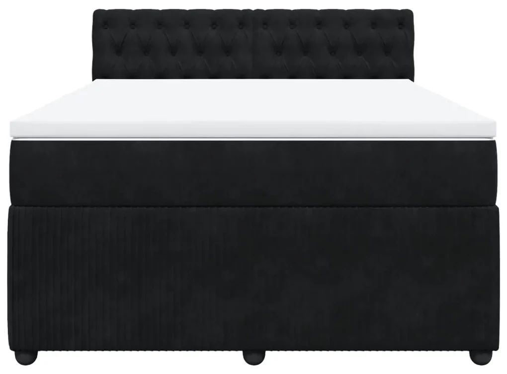 Giroletto a molle con materasso nero 140x190 cm in velluto