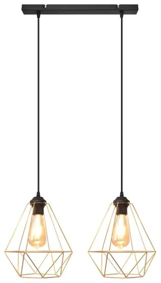 Lampadario a sospensione con filo KARO 2xE27/15W/230V oro/nero