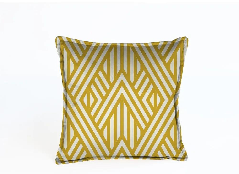 Cuscino in velluto giallo e bianco Lines, 45 x 45 cm - Velvet Atelier