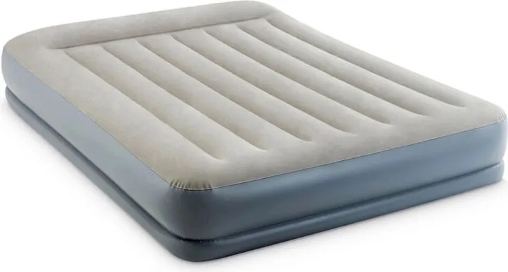 64118ND - Materasso Gonfiabile Dura-Beam Pillow Rest Mid-Rise Matrimoniale, con Pompa Elettrica Incorporata, pvc, Grigio, 152x203x30 cm - Intex